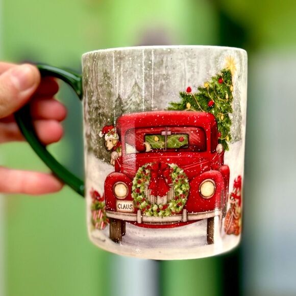 Santa's Truck Christmas Festive Cute Holiday Dog Ceramic Kitchen Coffee Tea Mug - Picture 1 of 5